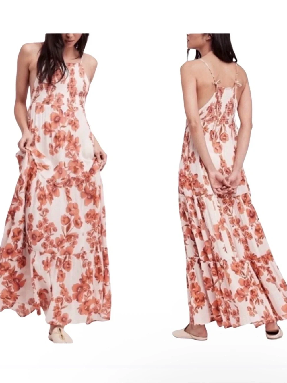 Free people garden party floral print tiered maxi dress Women’s Size XS